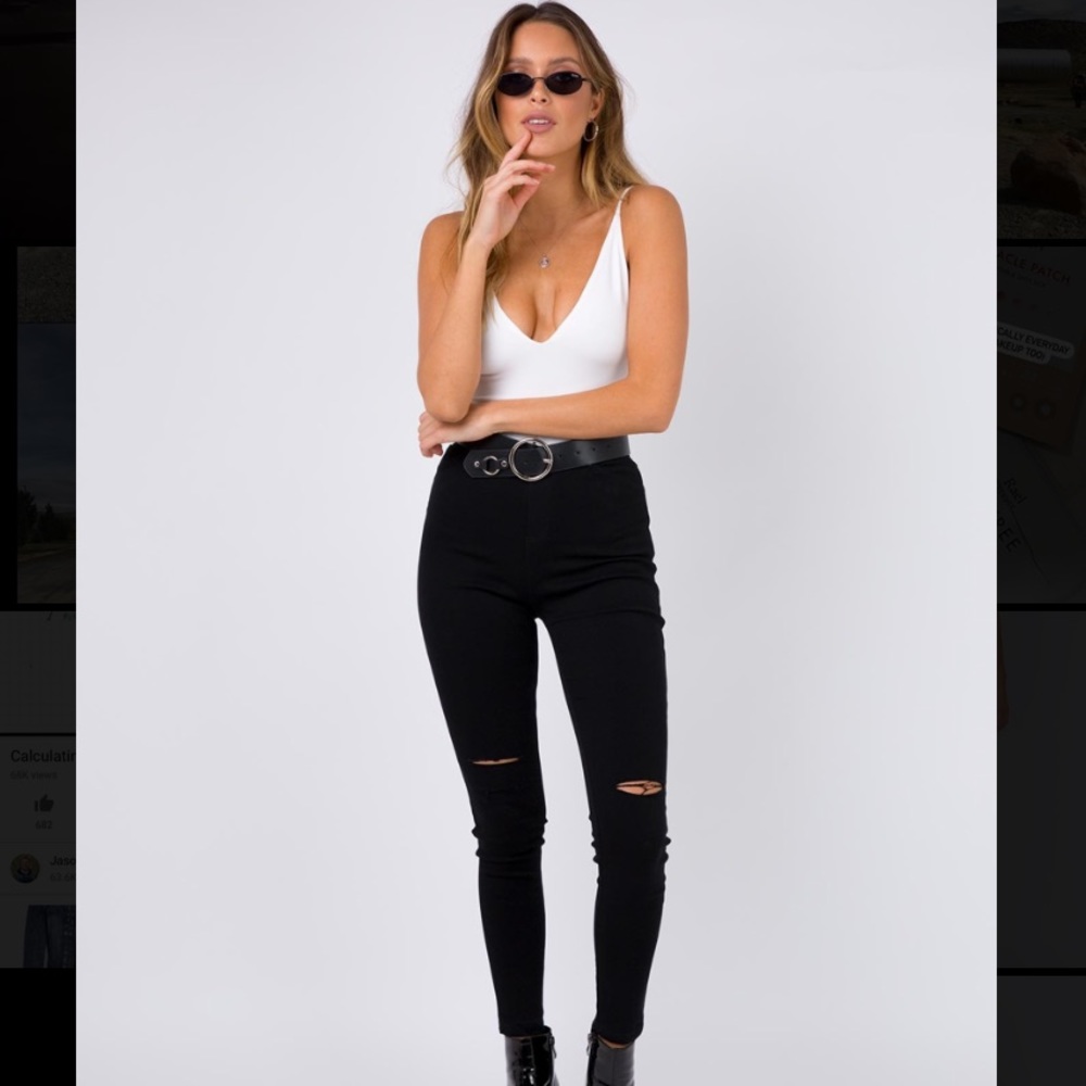 Princess Polly- Candle Light Black Pants